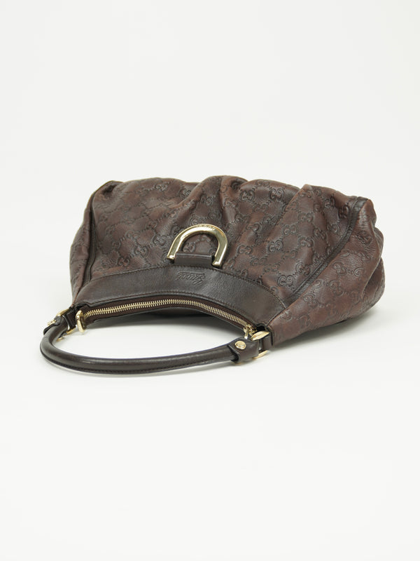 GUCCI MONOGRAM LEATHER ABBEY BAG