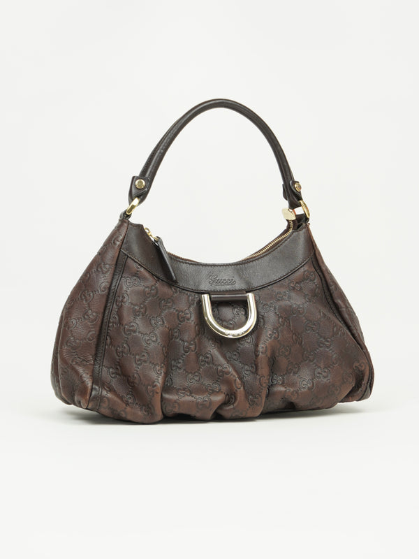 GUCCI MONOGRAM LEATHER ABBEY BAG