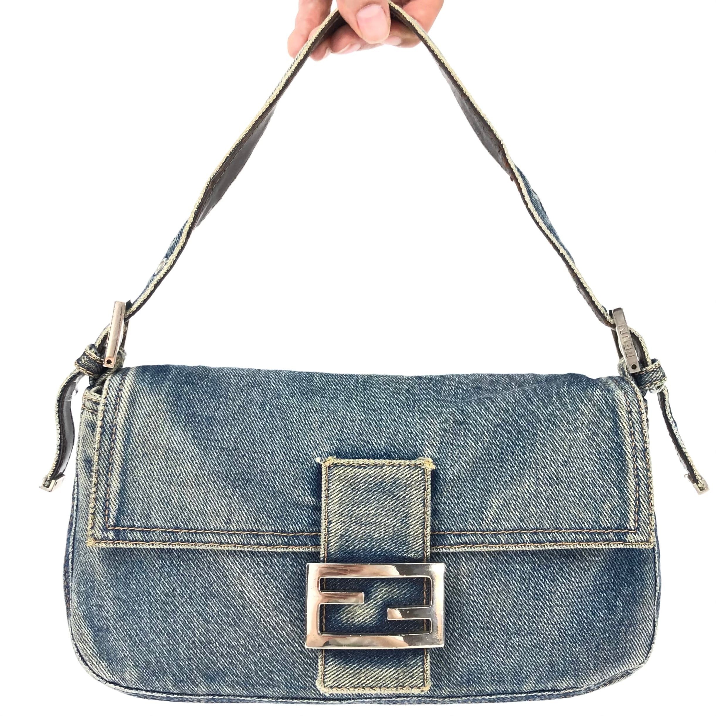 FENDI DENIM BAGUETTE BAG