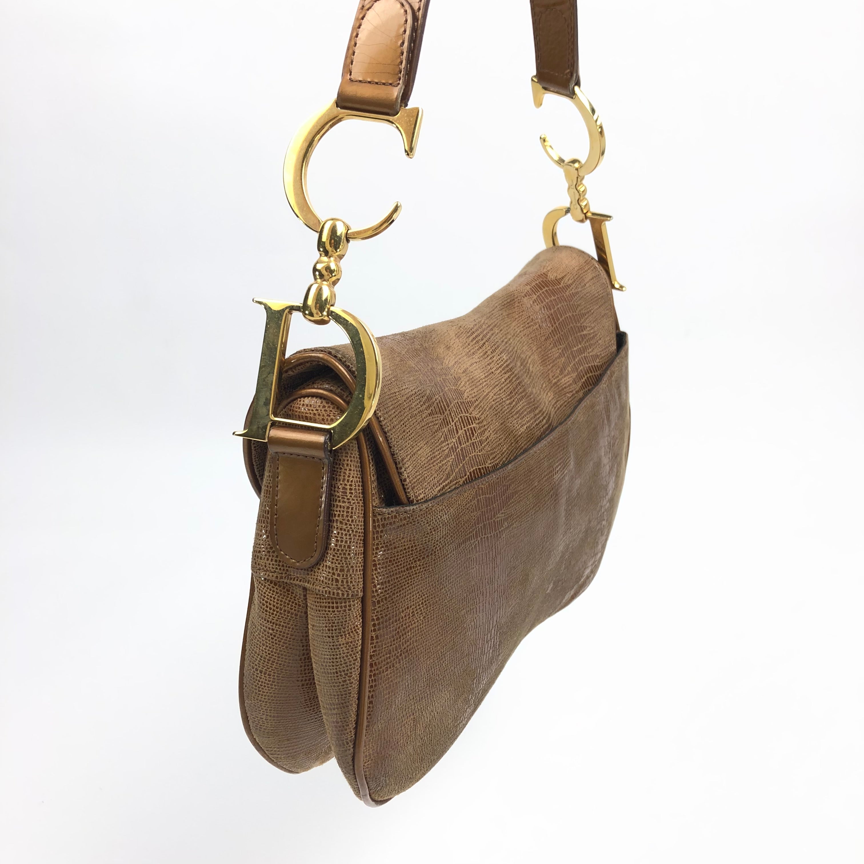 CHRISTIAN DIOR LIZARD DOUBLE SADDLE BAG