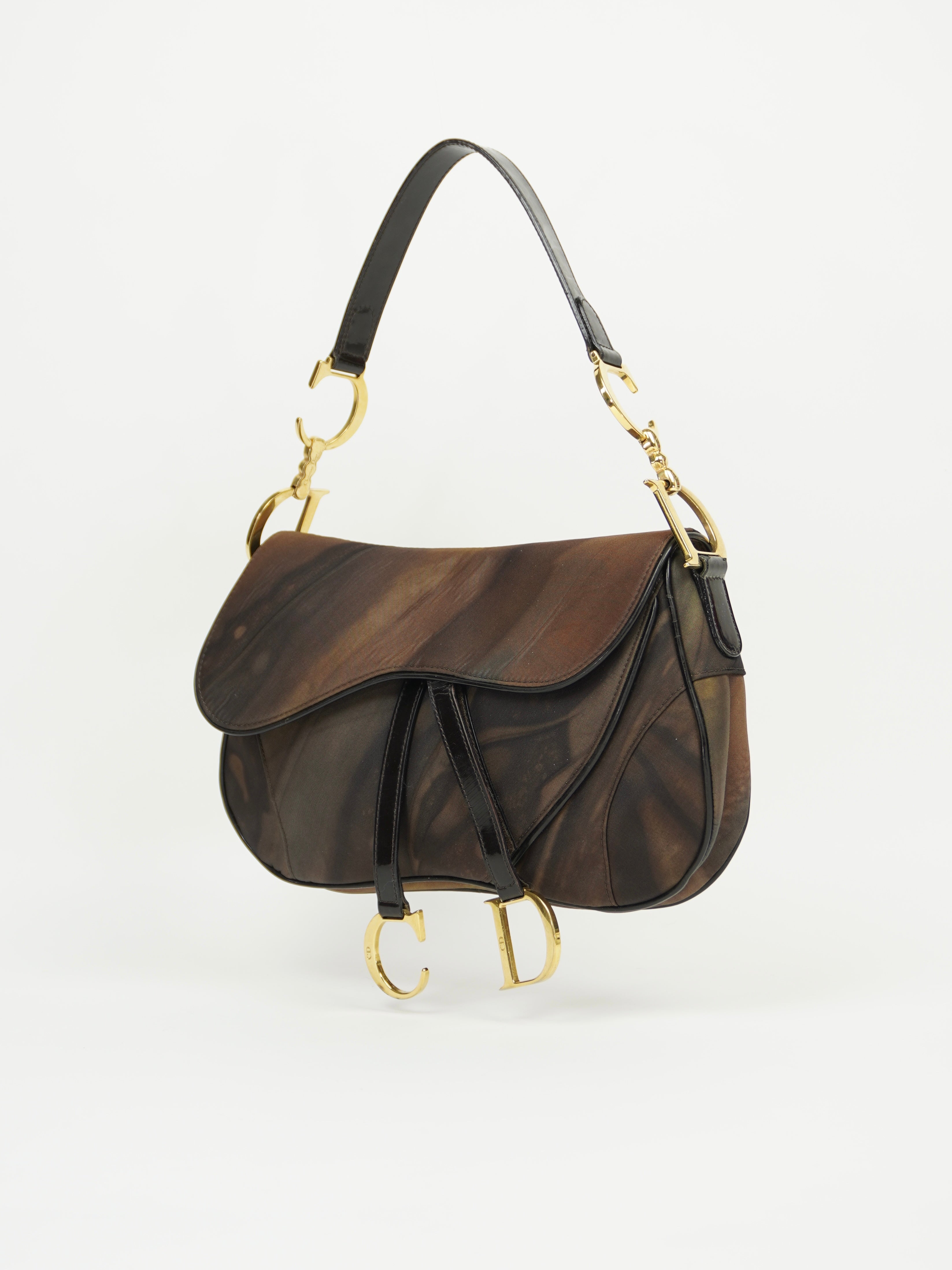 CHRISTIAN DIOR WATER COLOUR DOUBLE SADDLE BAG