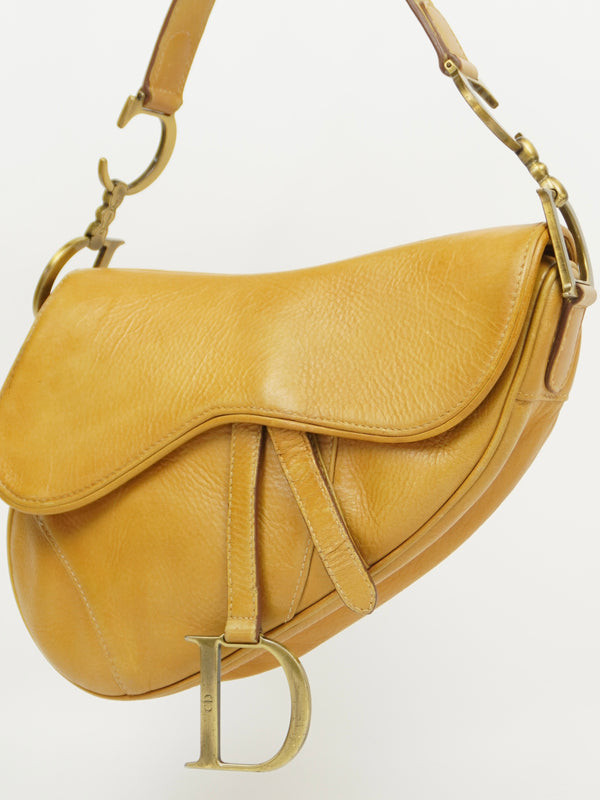 CHRISTIAN DIOR TAN LEATHER SADDLE BAG