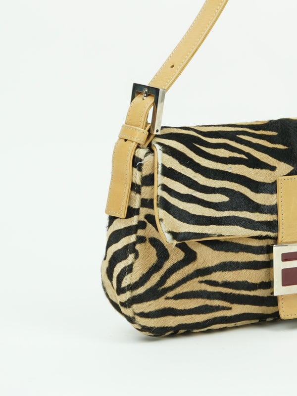 FENDI CALF HAIR ZEBRA BAGUETTE