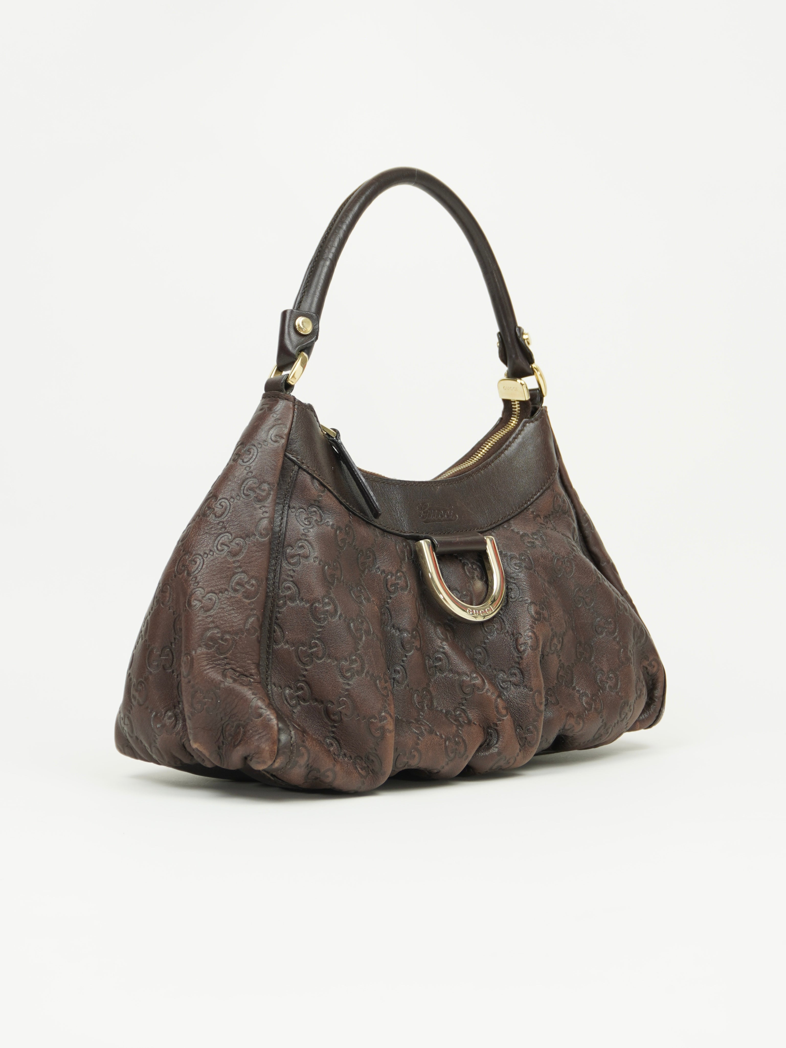GUCCI MONOGRAM LEATHER ABBEY BAG