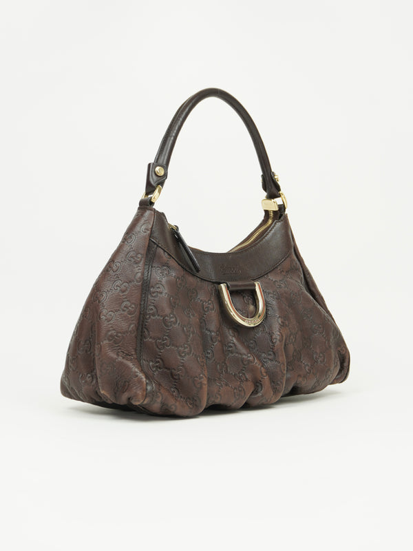 GUCCI MONOGRAM LEATHER ABBEY BAG