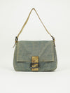 FENDI MAMA DENIM BAGUETTE WITH LIZARD TRIM