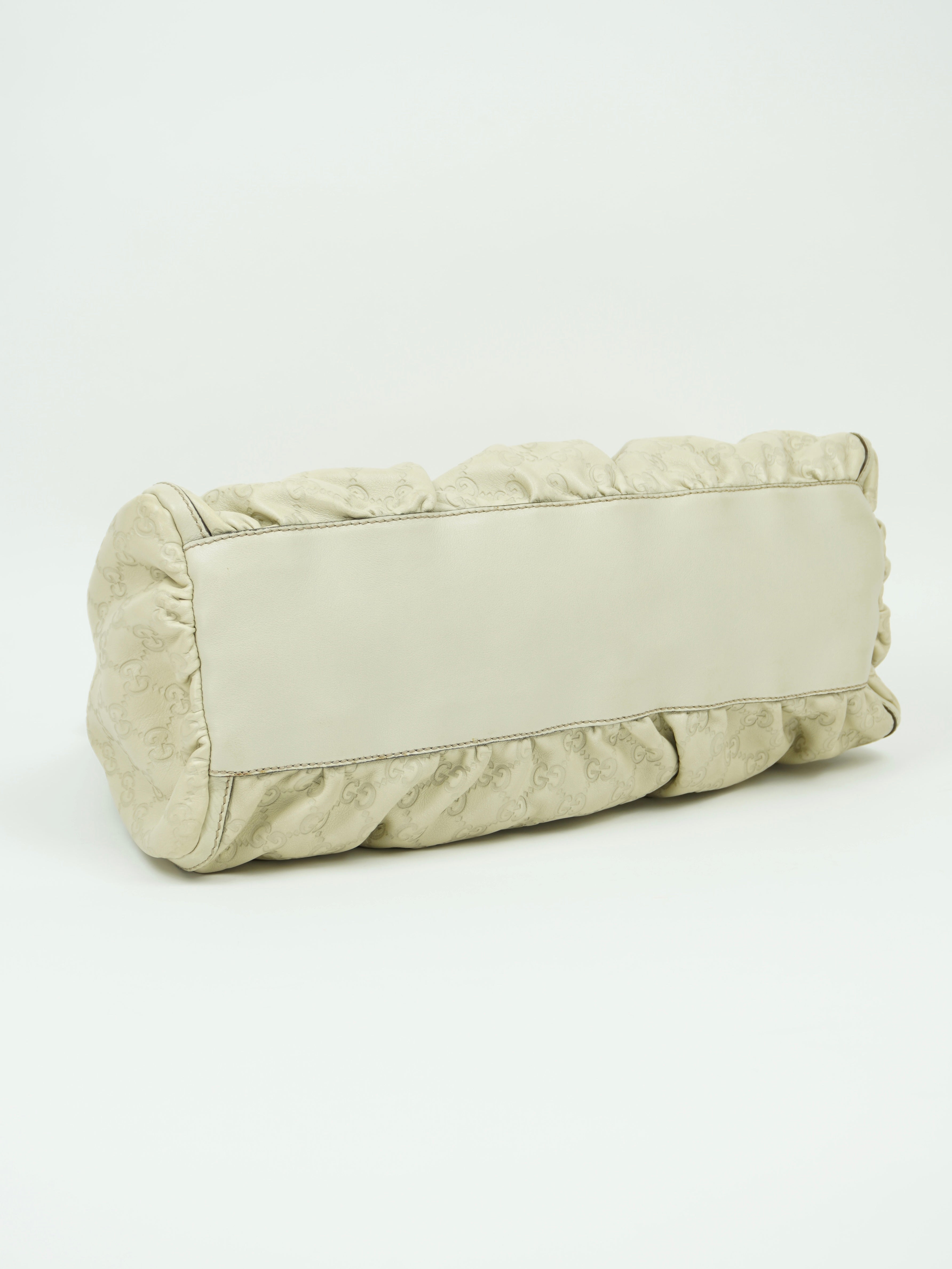 GUCCI LEATHER EMBOSSED MONOGRAM ABBEY BAG