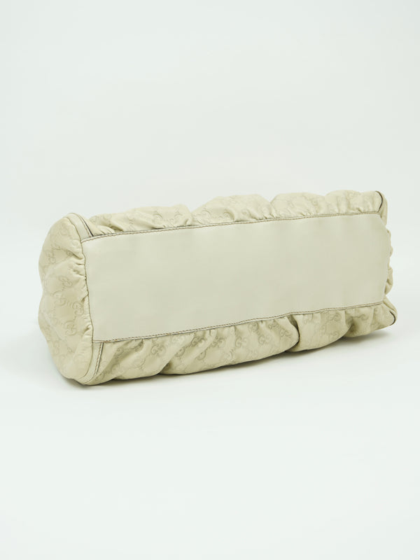 GUCCI LEATHER EMBOSSED MONOGRAM ABBEY BAG