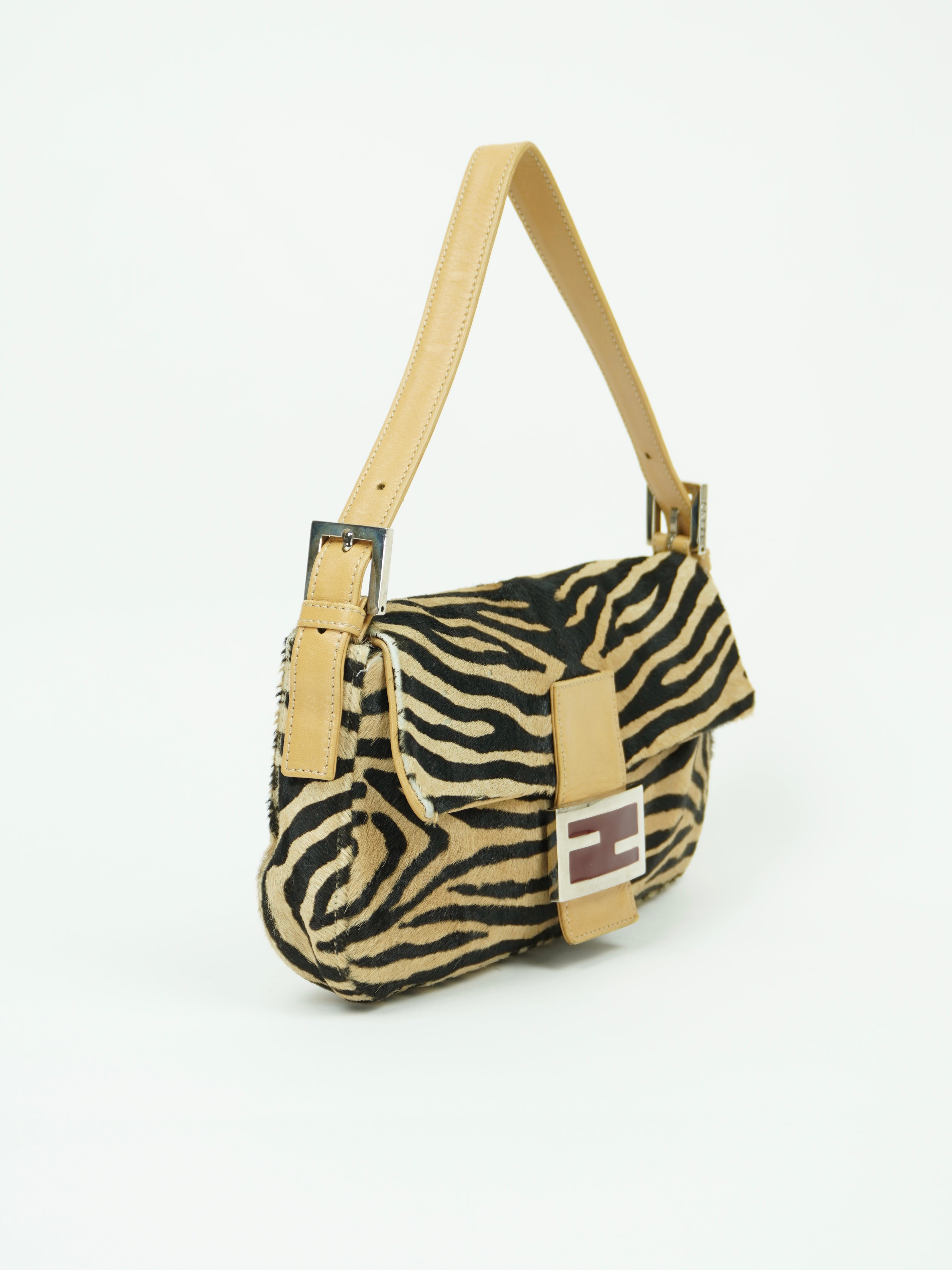 FENDI CALF HAIR ZEBRA BAGUETTE