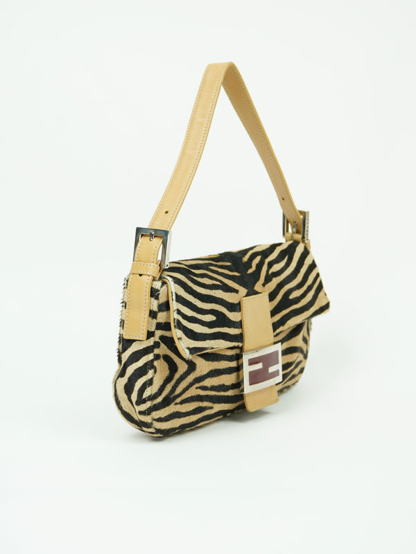 FENDI CALF HAIR ZEBRA BAGUETTE