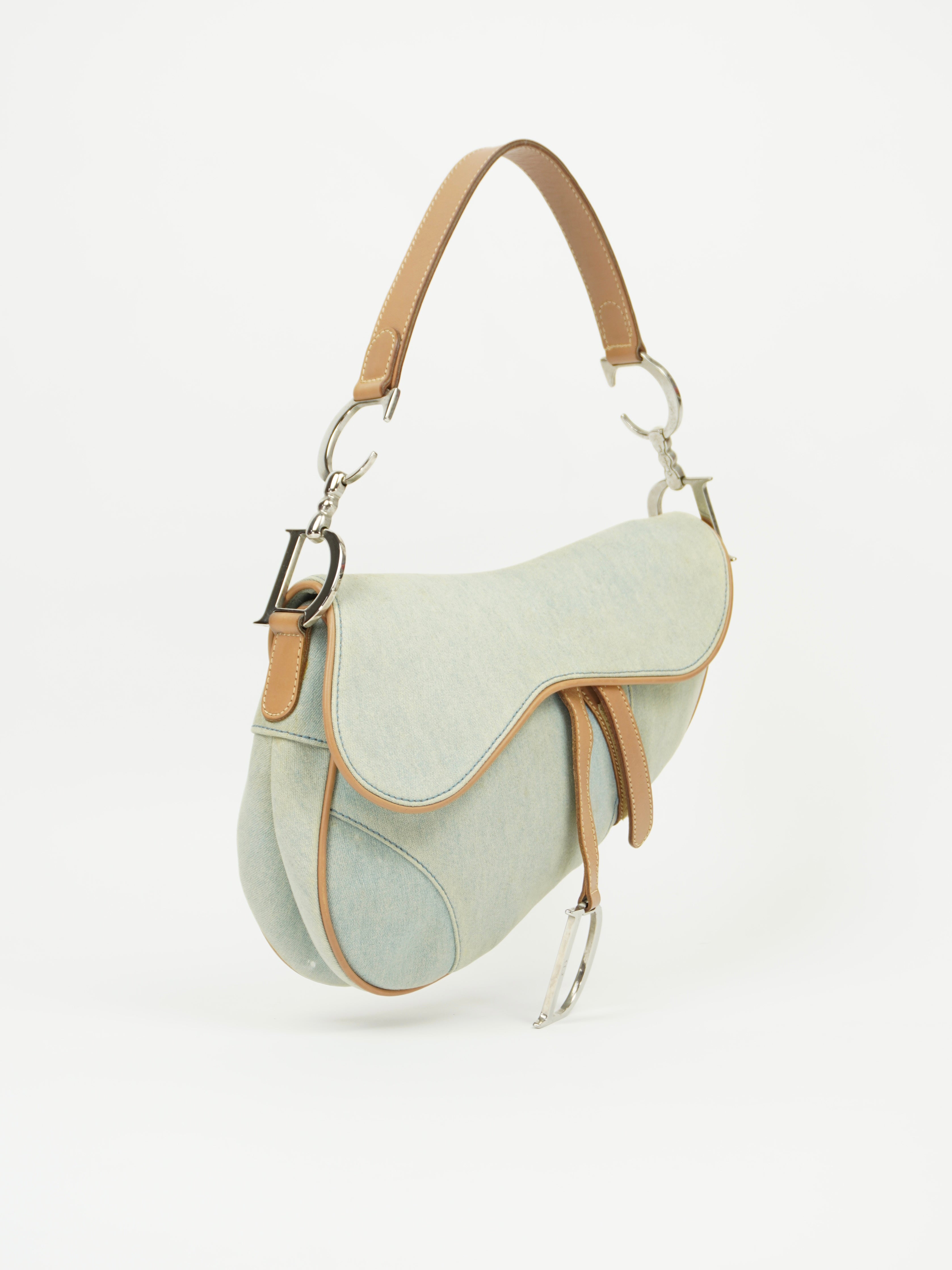 CHRISTIAN DIOR DENIM SADDLE BAG