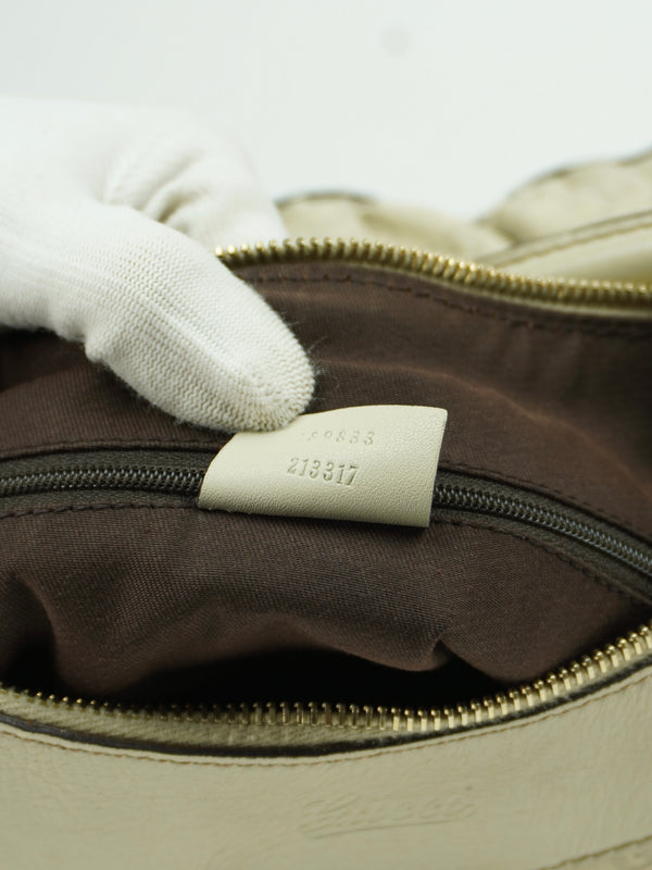 GUCCI LEATHER EMBOSSED MONOGRAM ABBEY BAG