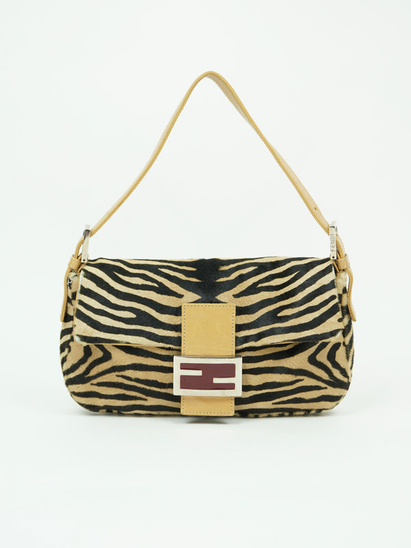 FENDI CALF HAIR ZEBRA BAGUETTE