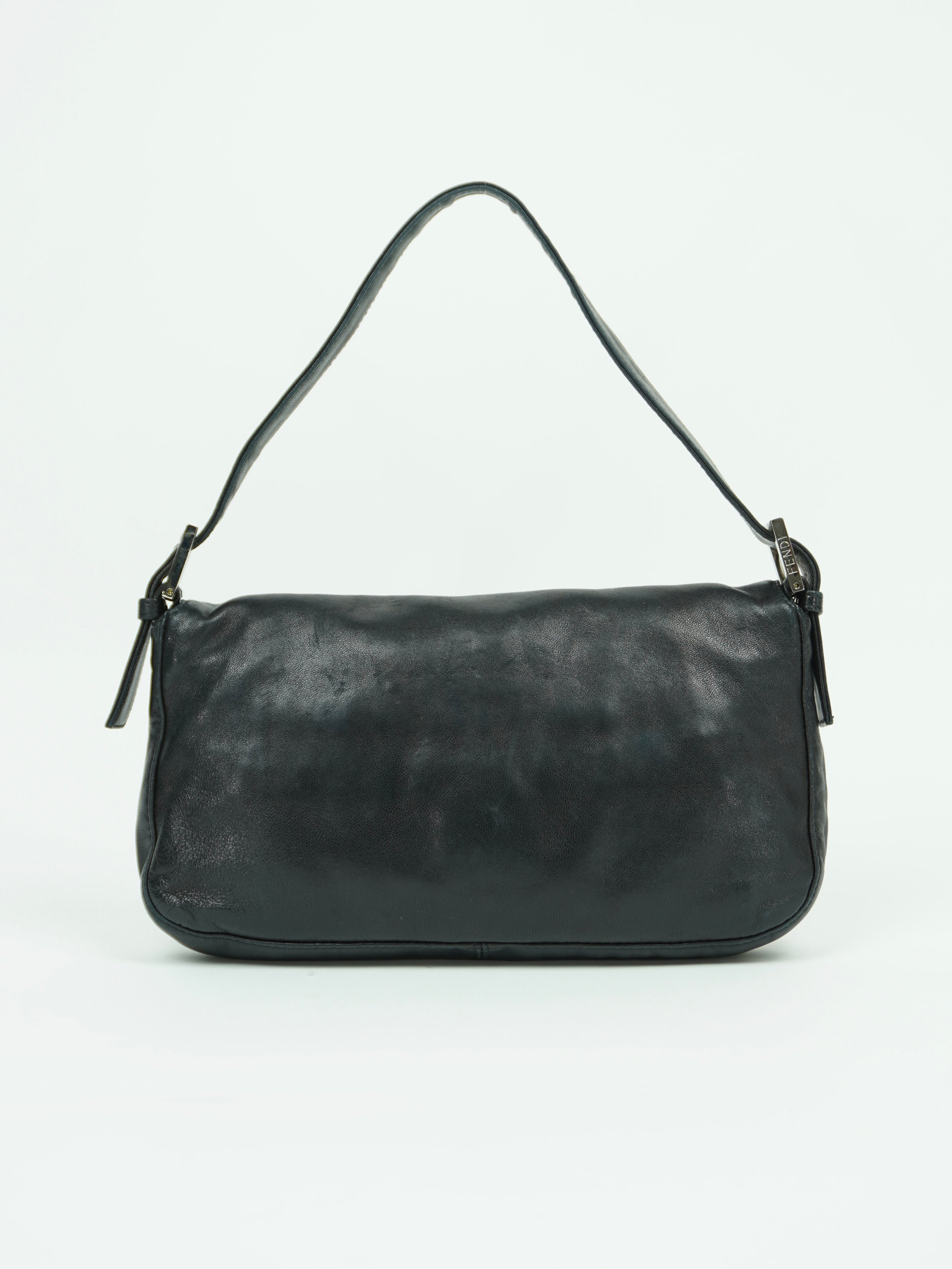 FENDI LEATHER BAGUETTE WITH MARBLE BUCKLE