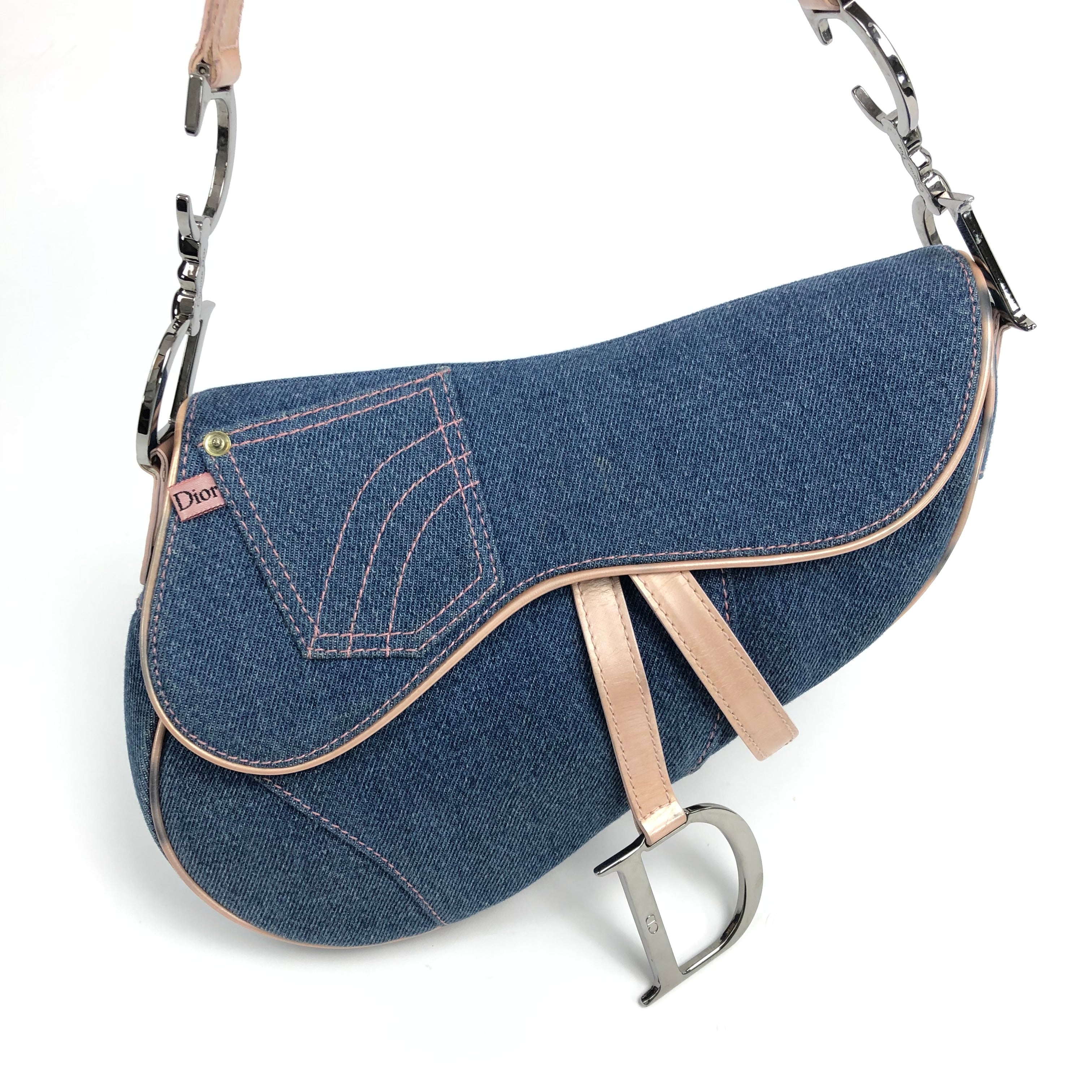 CHRISTIAN DIOR DENIM SADDLE BAG