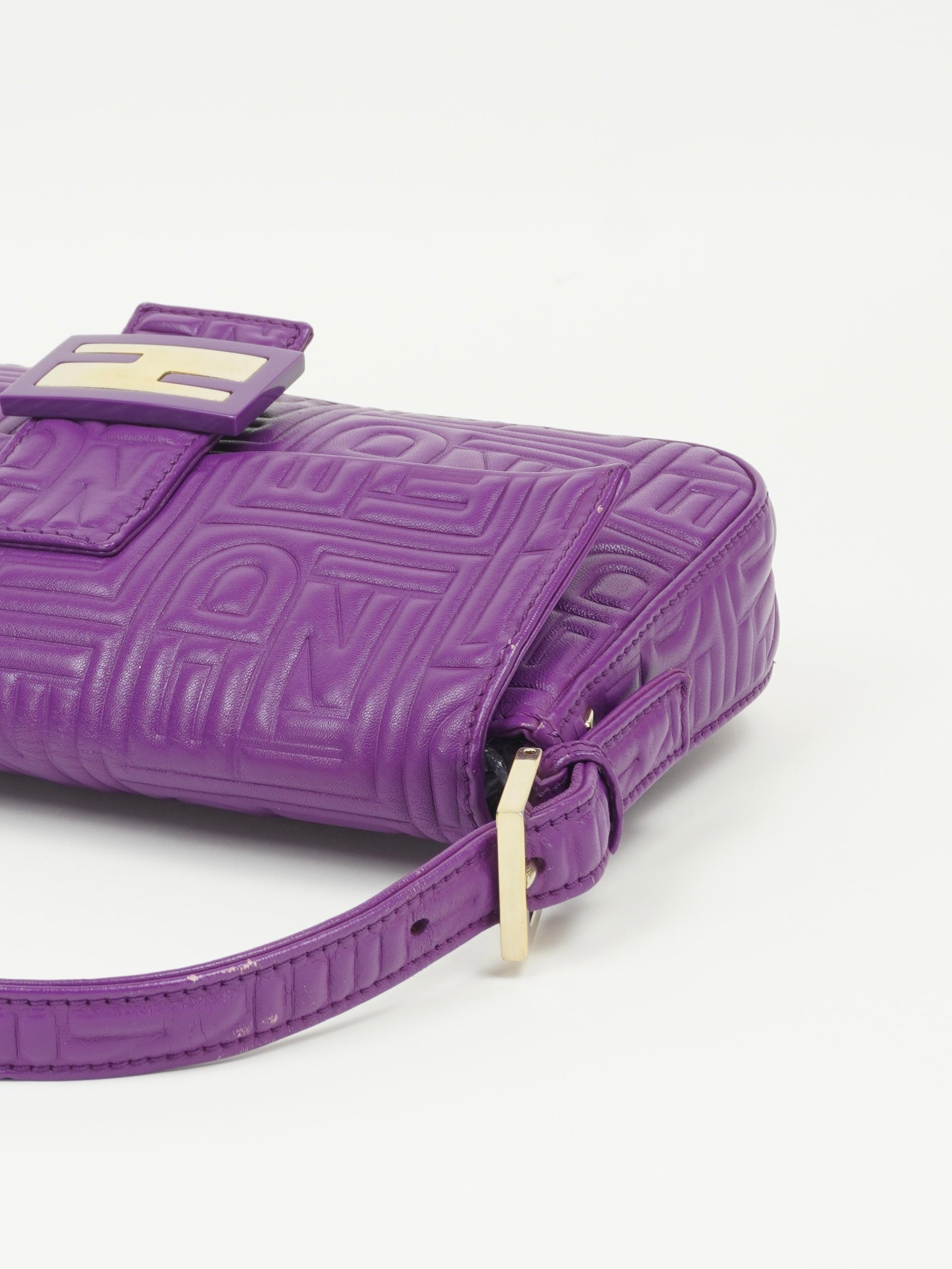 FENDI PURPLE LEATHER LOGO BAGUETTE