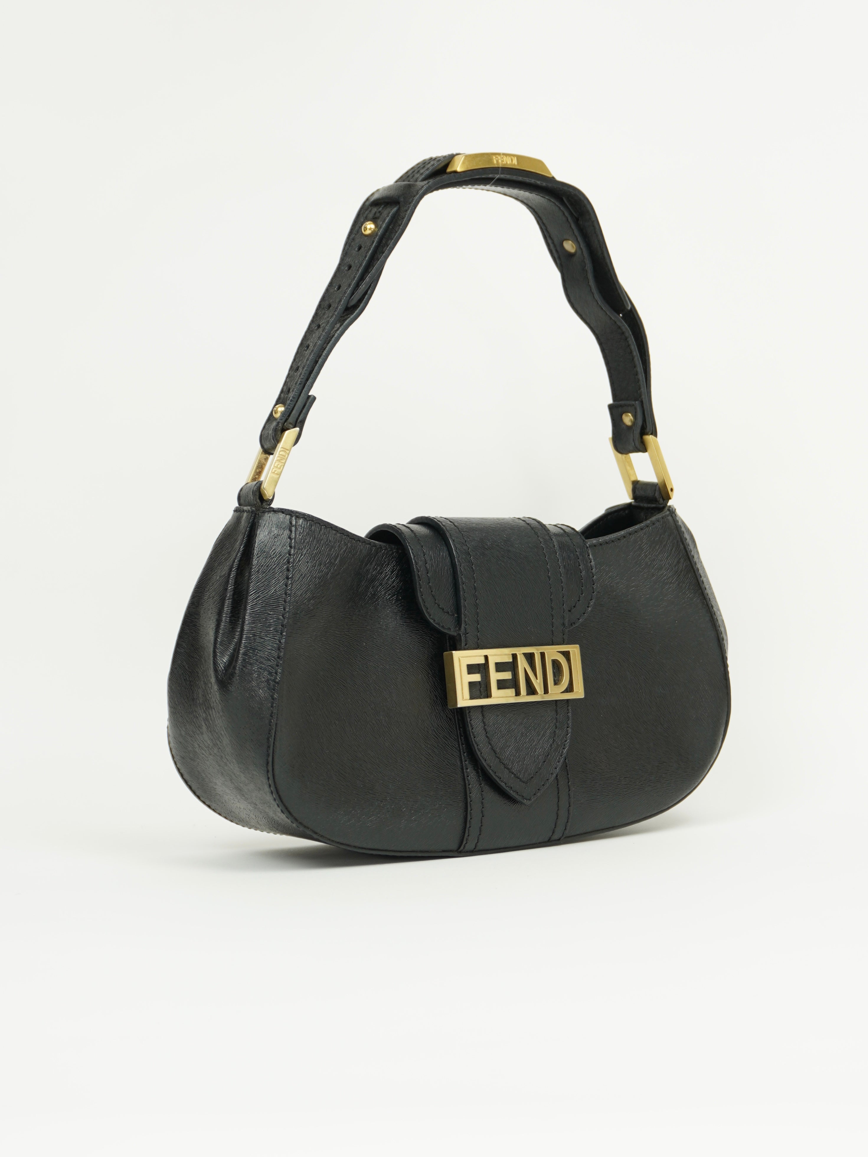 FENDI LEATHER BAG WITH GOLD HARDWARE