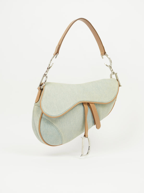 CHRISTIAN DIOR DENIM SADDLE BAG
