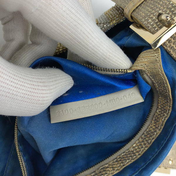 FENDI BEADED GOLD BAGUETTE BAG