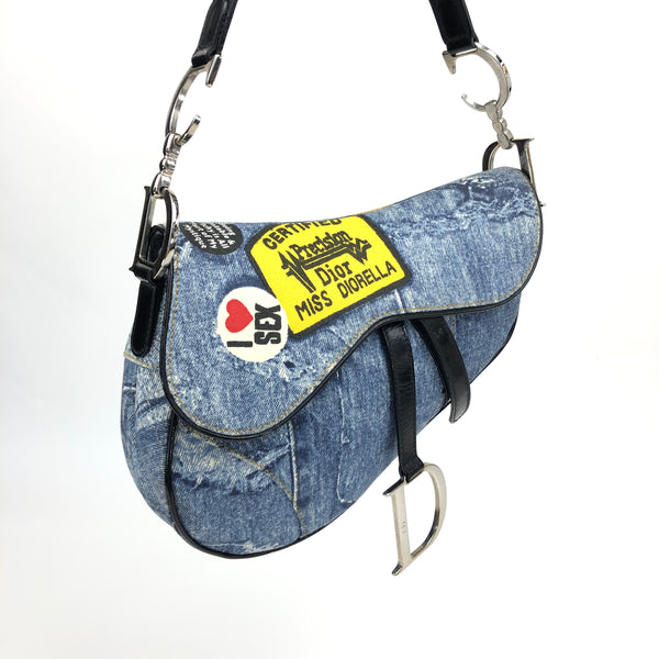 CHRISTIAN DIOR DIORELLA DENIM SADDLE BAG