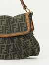 FENDI ZUCCA SHOULDER BAG WITH CROCODILE EMBOSSED TRIM