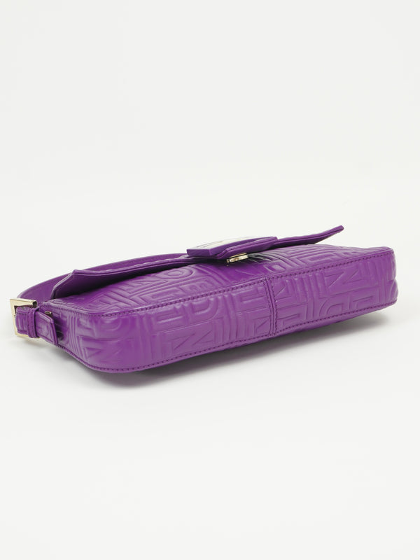 FENDI PURPLE LEATHER LOGO BAGUETTE