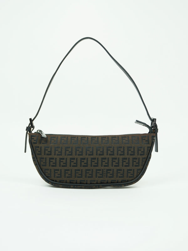 FENDI ZUCCA CRESCENT SHOULDER BAG