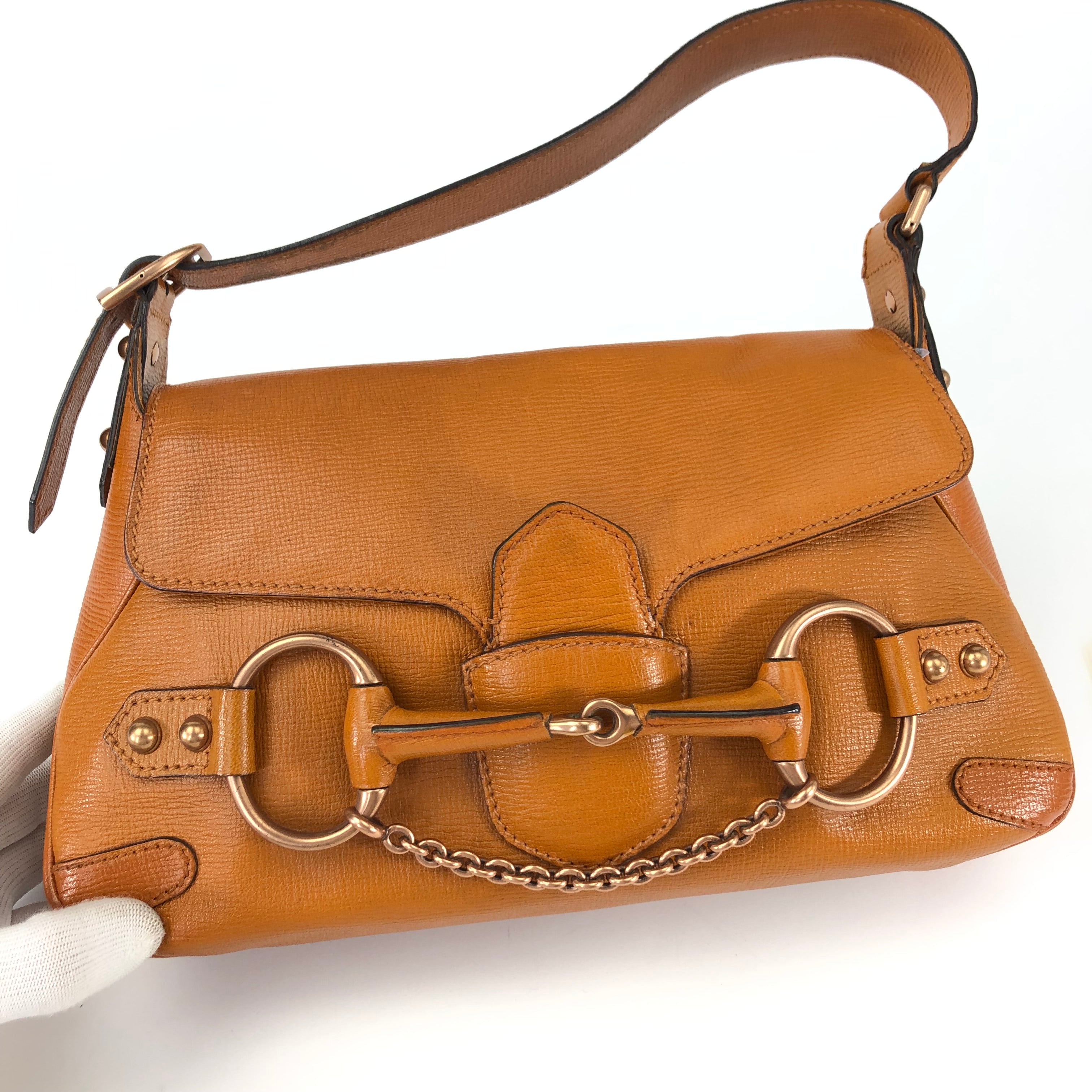 GUCCI HORSEBIT CHAIN LEATHER SHOULDER BAG