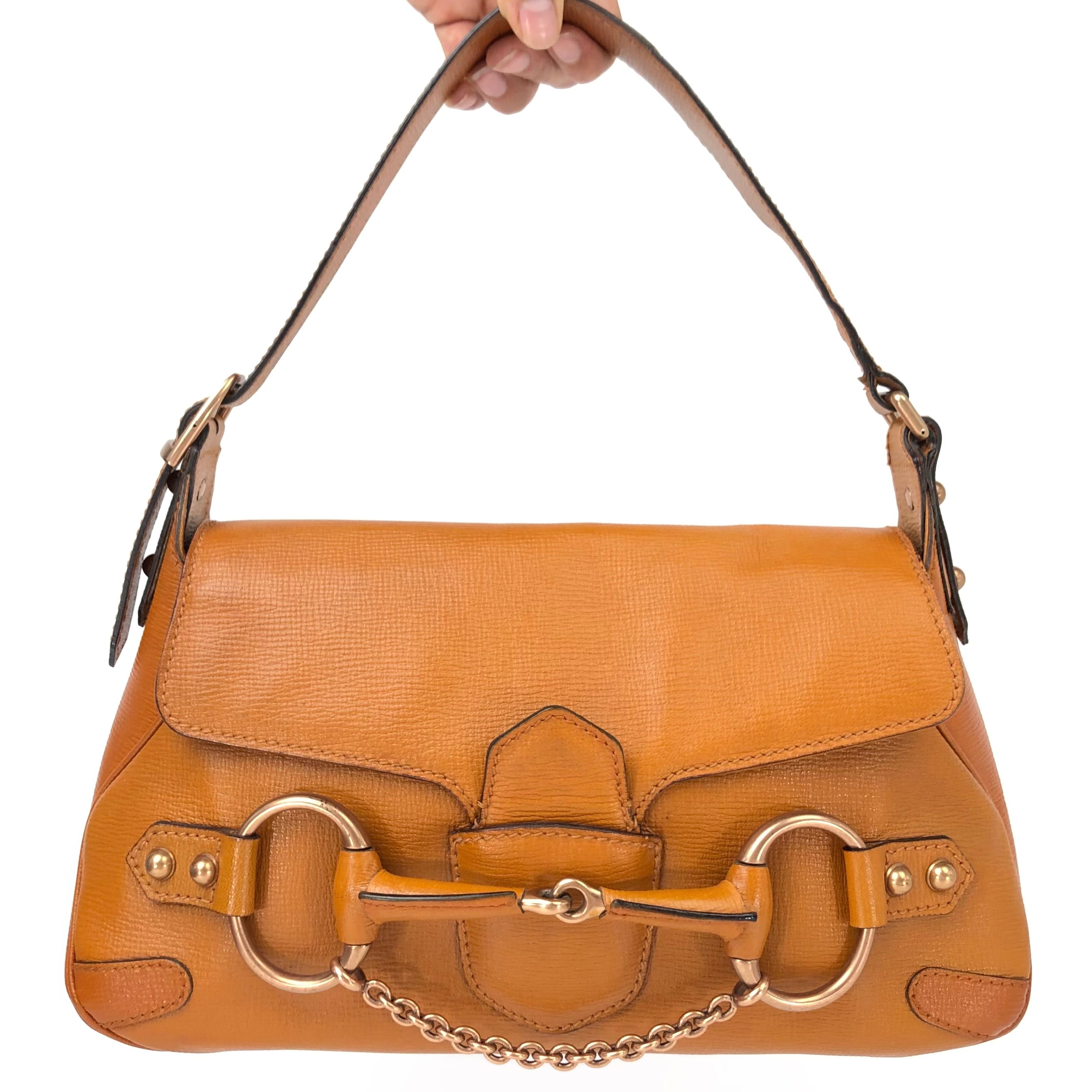 GUCCI HORSEBIT CHAIN LEATHER SHOULDER BAG