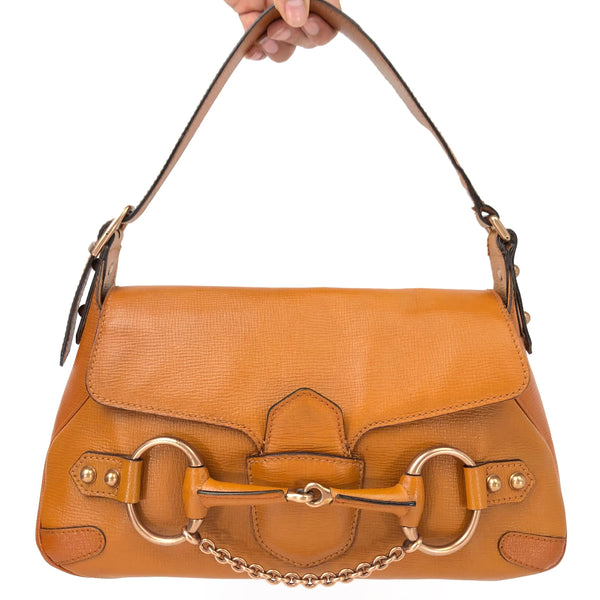 GUCCI HORSEBIT CHAIN LEATHER SHOULDER BAG