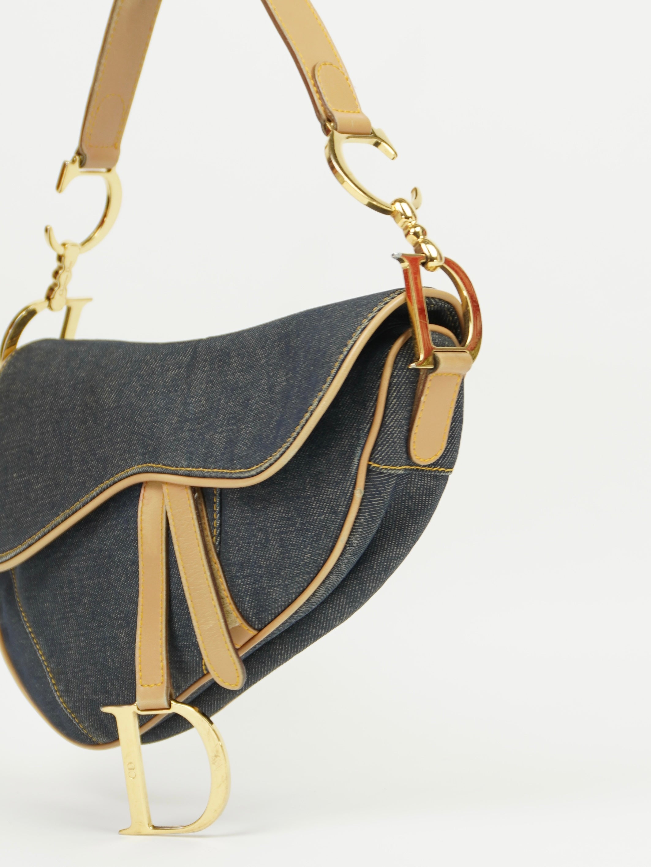 CHRISTIAN DIOR DENIM SADDLE BAG