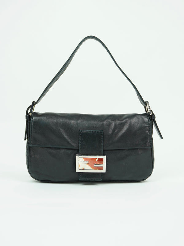 FENDI LEATHER BAGUETTE WITH MARBLE BUCKLE