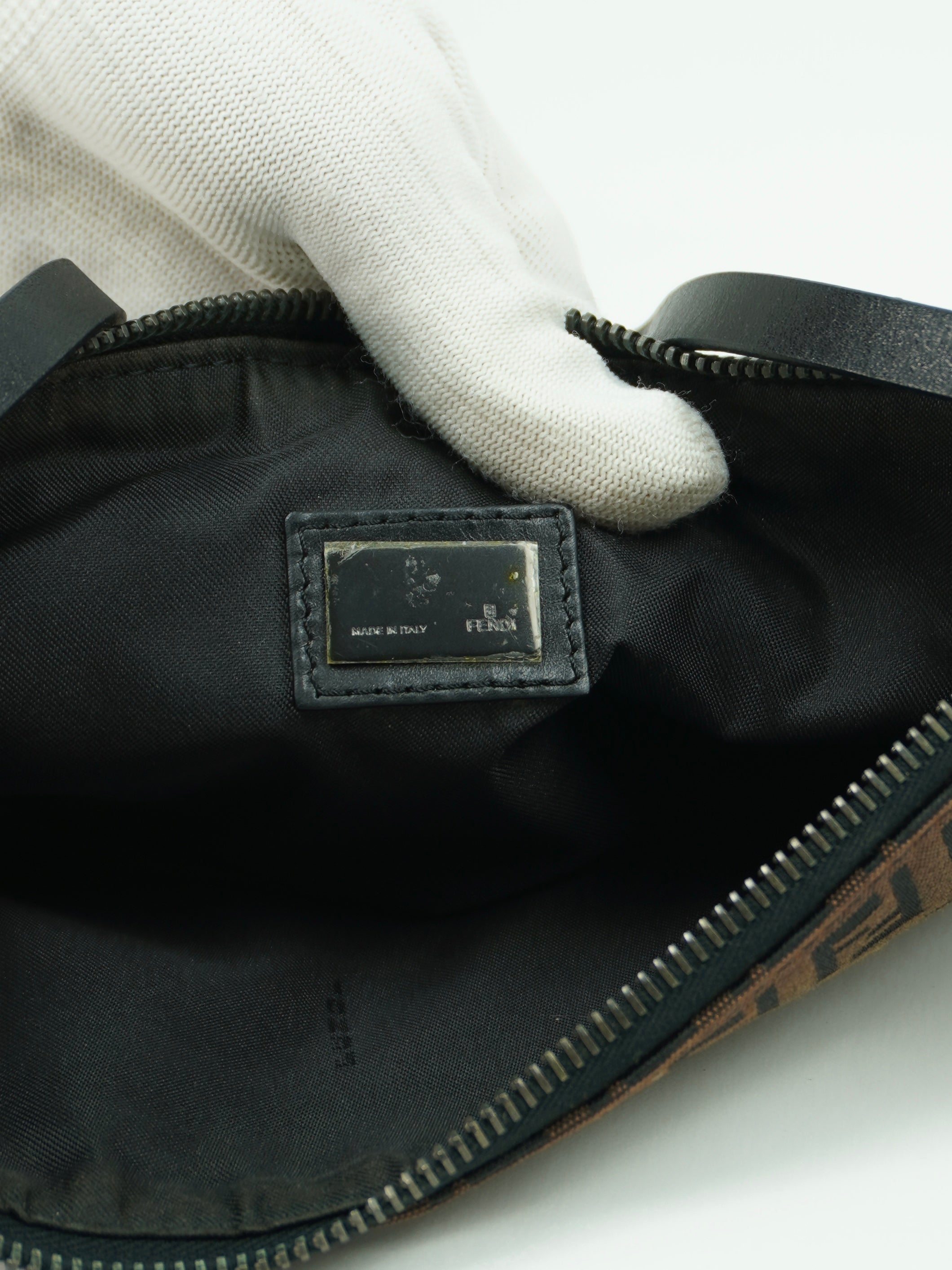 FENDI ZUCCA CRESCENT SHOULDER BAG