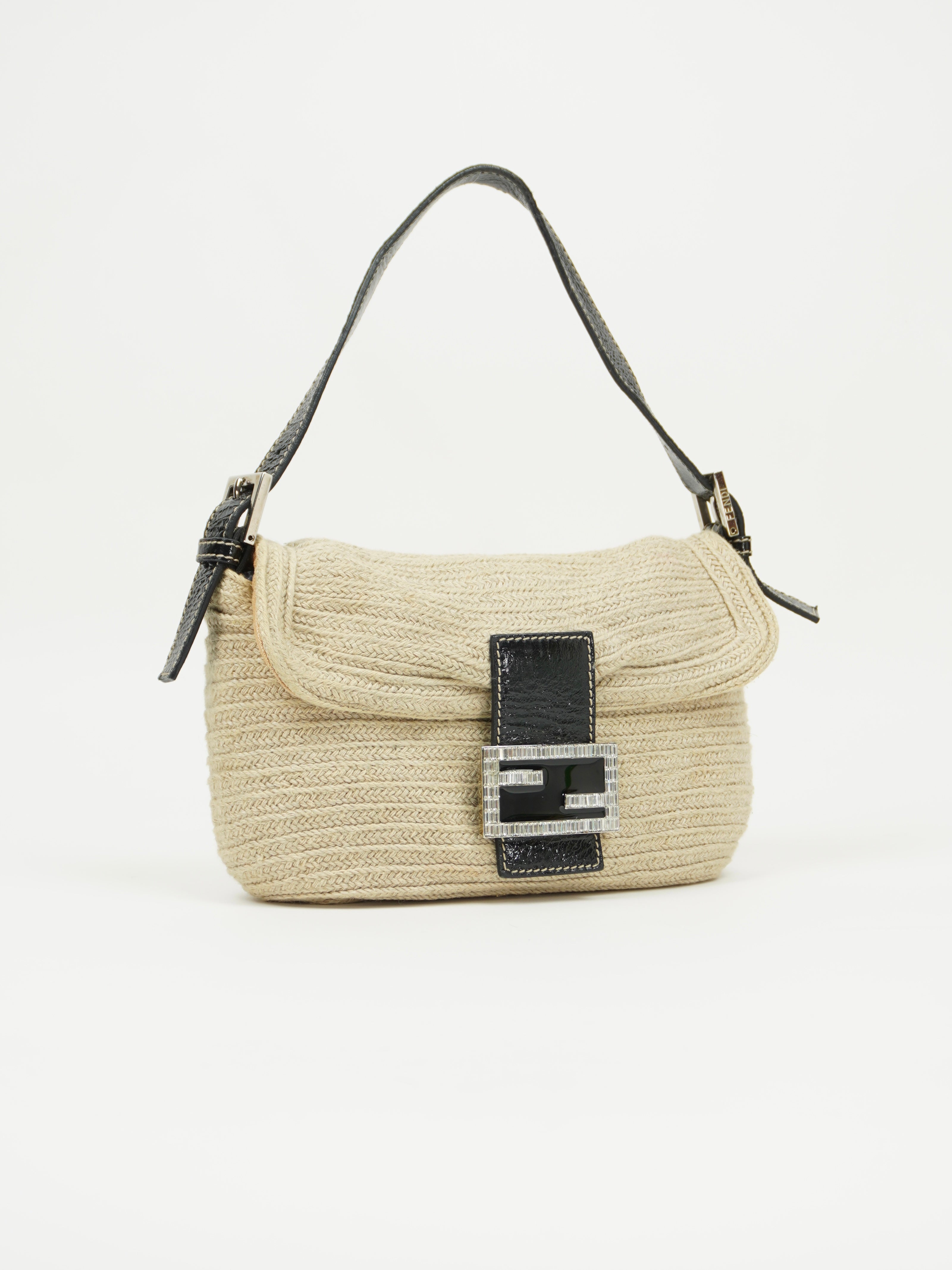 FENDI CROCHET BAGUETTE WITH DIAMANTÉ BUCKLE