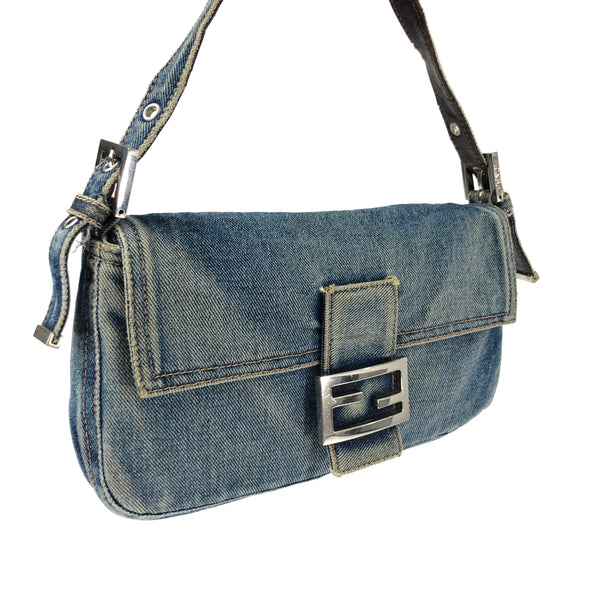 FENDI DENIM BAGUETTE BAG
