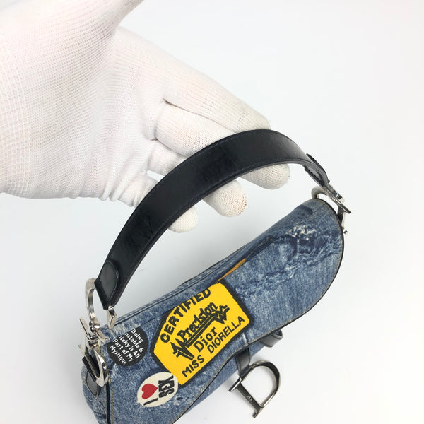 CHRISTIAN DIOR DIORELLA DENIM SADDLE BAG