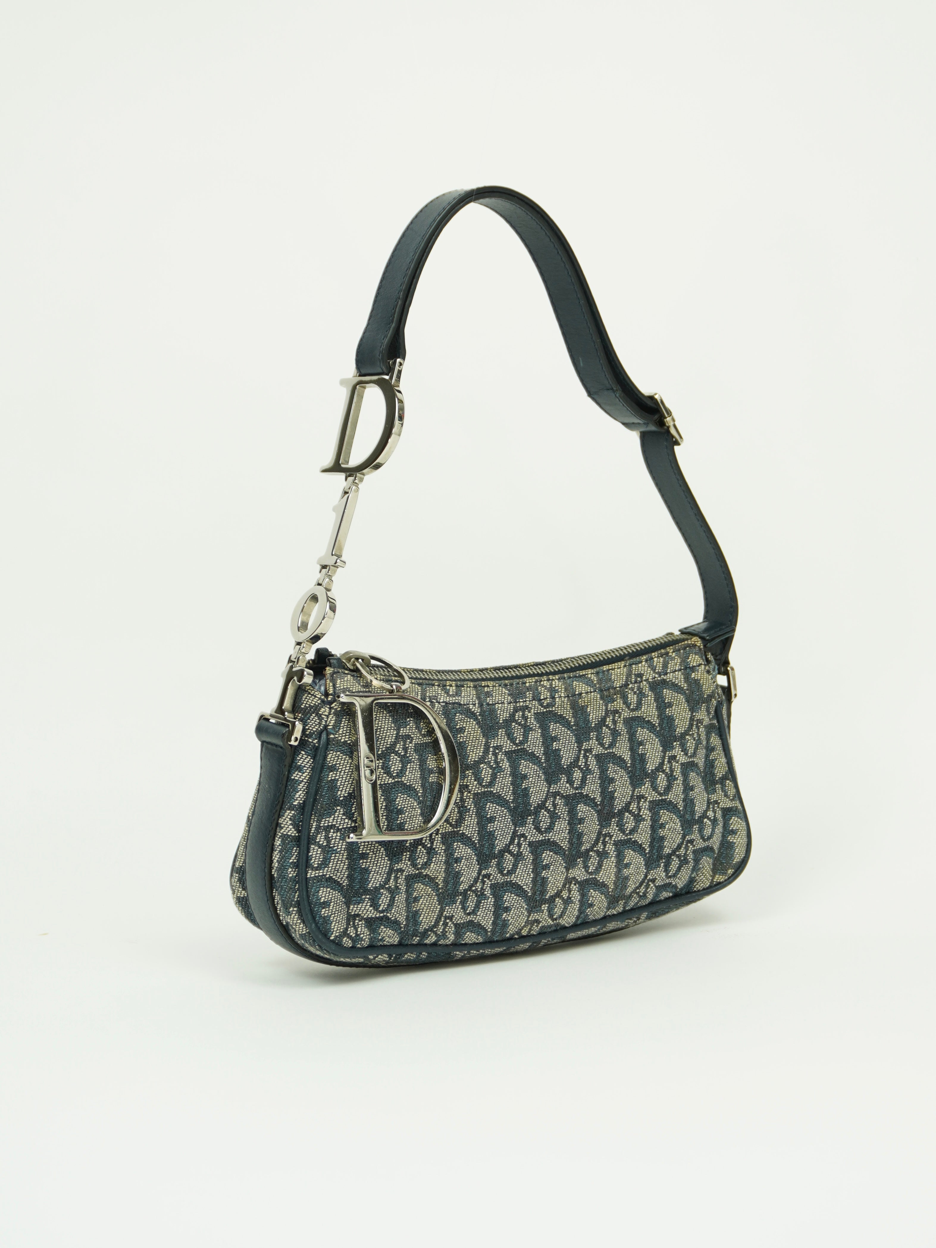 CHRISTIAN DIOR MONOGRAM BAG WITH SILVER HARDWARE