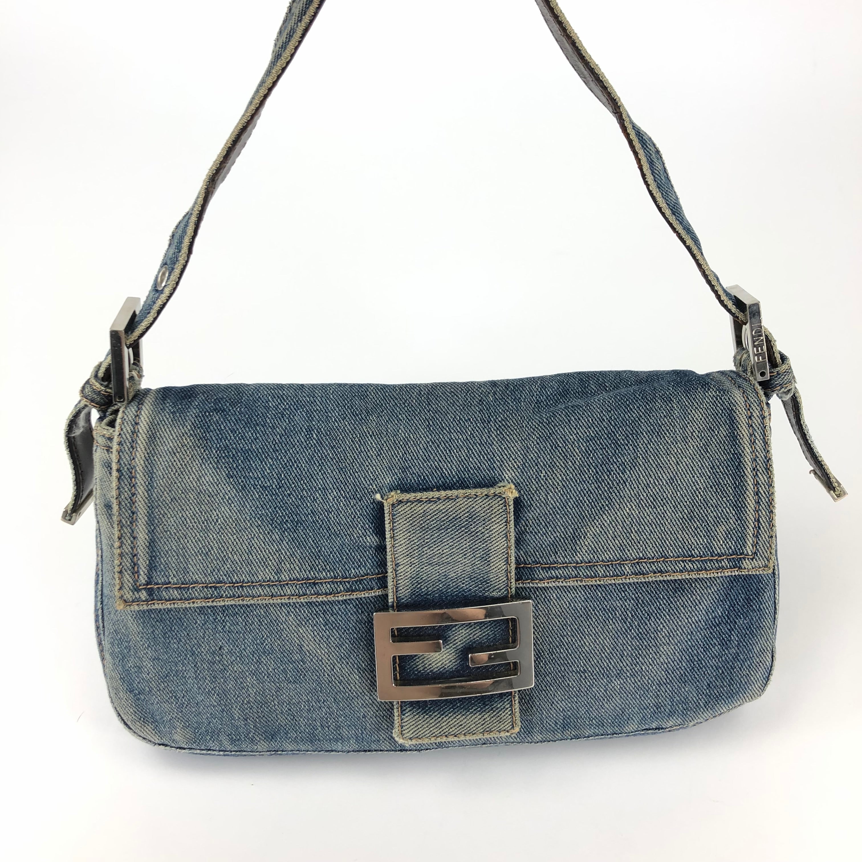FENDI DENIM BAGUETTE BAG