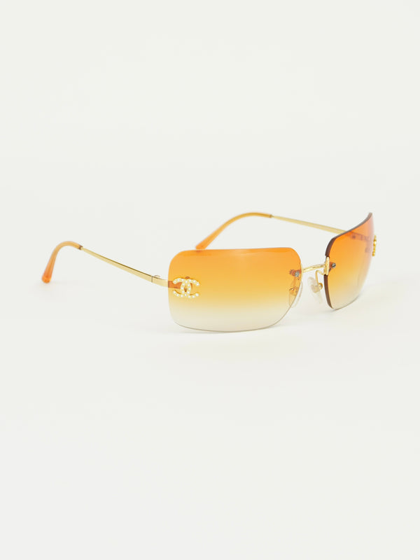 CHANEL RIMLESS RHINESTONE SUNGLASSES
