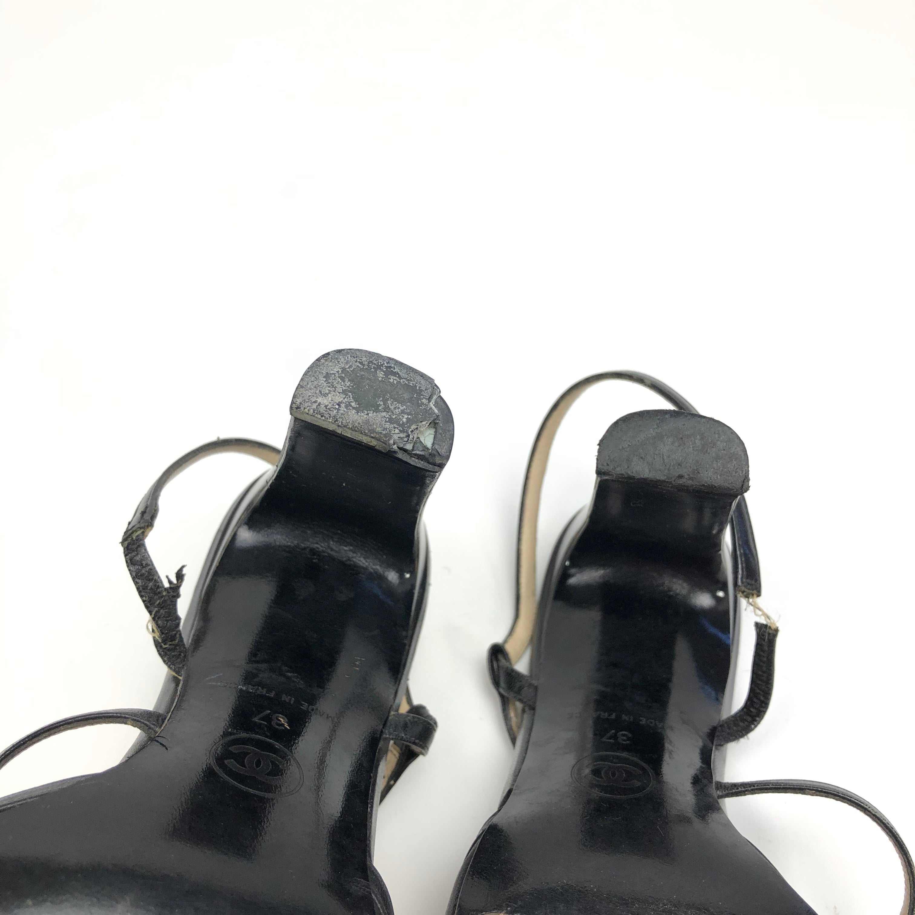 CHANEL LOGO SLING-BACK MULE HEELS -  UK 4 / US 6 / EU 37