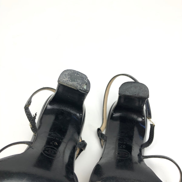 CHANEL LOGO SLING-BACK MULE HEELS -  UK 4 / US 6 / EU 37