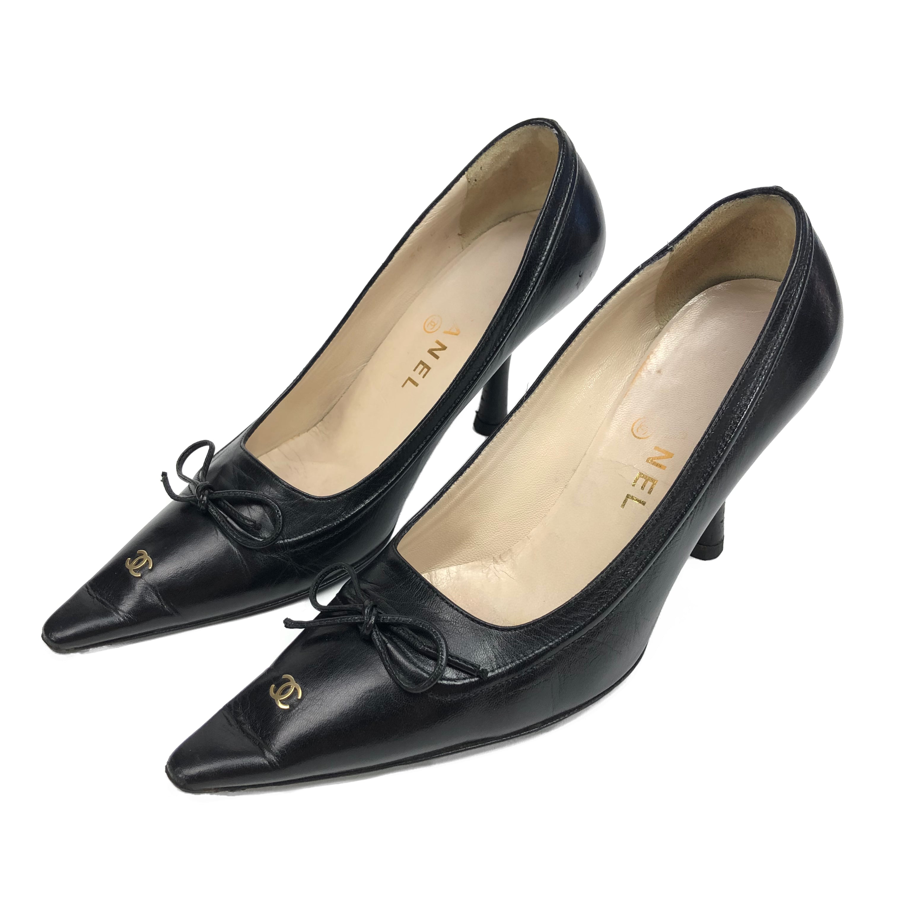 CHANEL LOGO BOW HEELS-  UK 3 / US 5 / EU 36