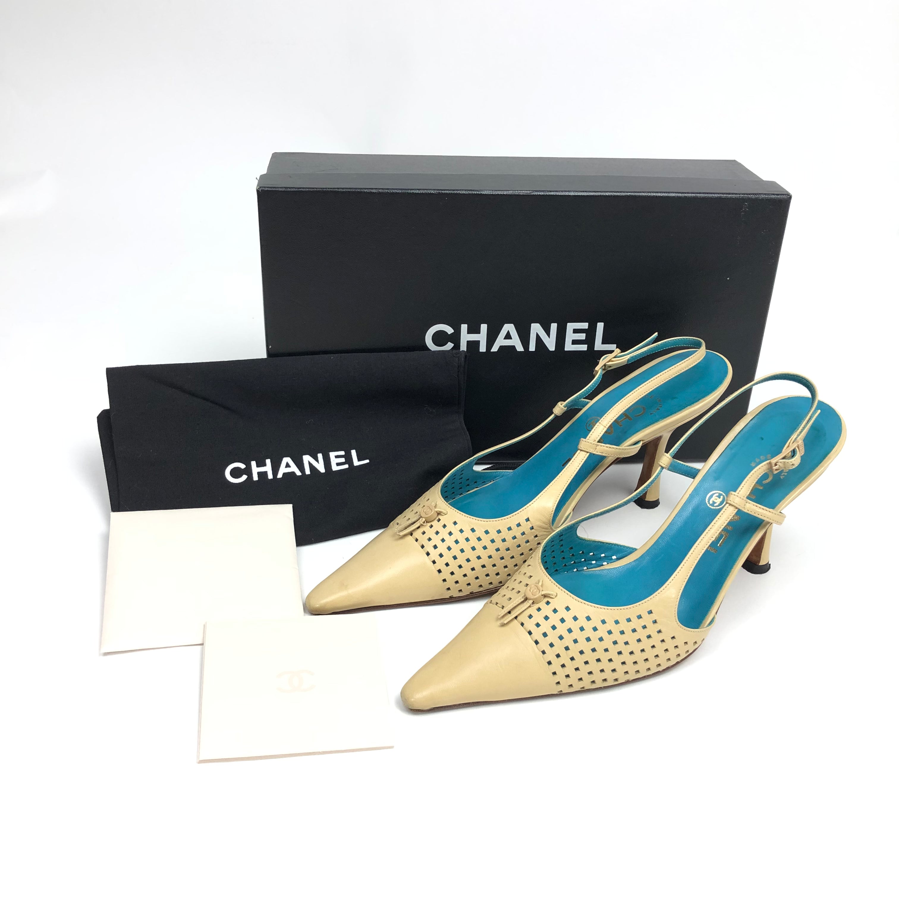 CHANEL SLING-BACK MULE HEELS - UK 3.5 / US 5.5 / EU 36.5