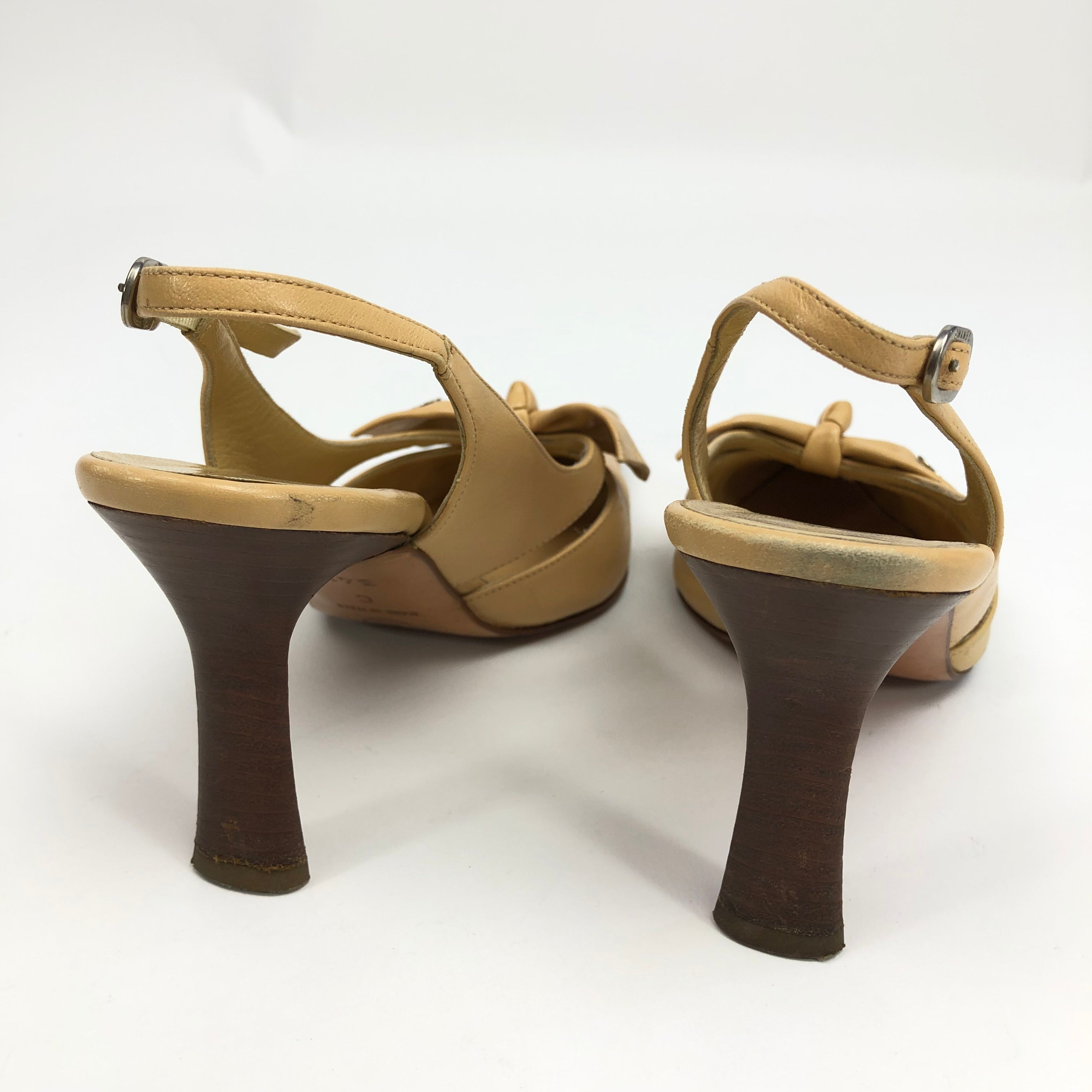 CHANEL LOGO BOW SLING-BACK HEELS -  UK 1.5, US 3.5, EU 34.5