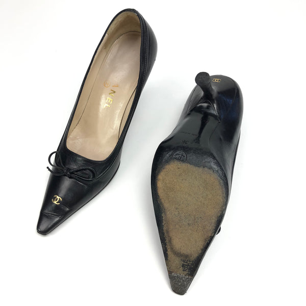 CHANEL LOGO BOW HEELS-  UK 3 / US 5 / EU 36