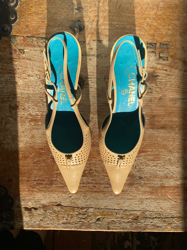 CHANEL SLING-BACK MULE HEELS - UK 3.5 / US 5.5 / EU 36.5