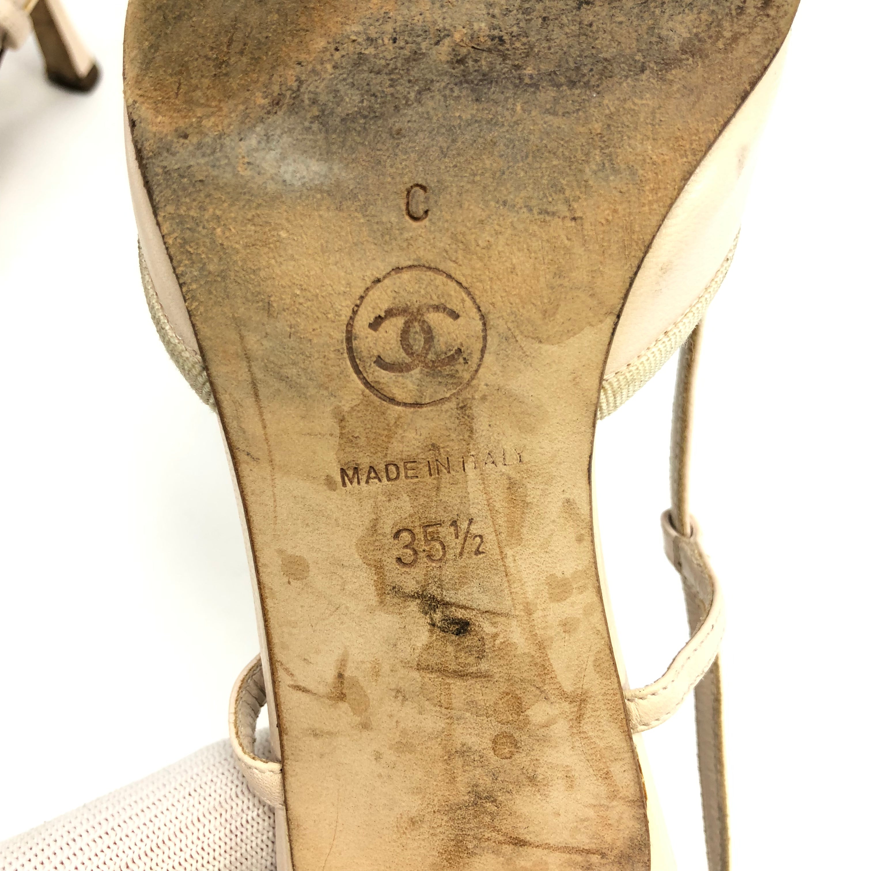 CHANEL LOGO BOW SLING-BACK MULE HEELS - UK 2.5 / US 4.5 / EU 35.5