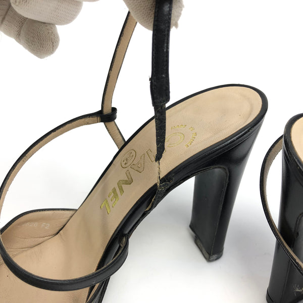 CHANEL LOGO SLING-BACK MULE HEELS -  UK 4 / US 6 / EU 37