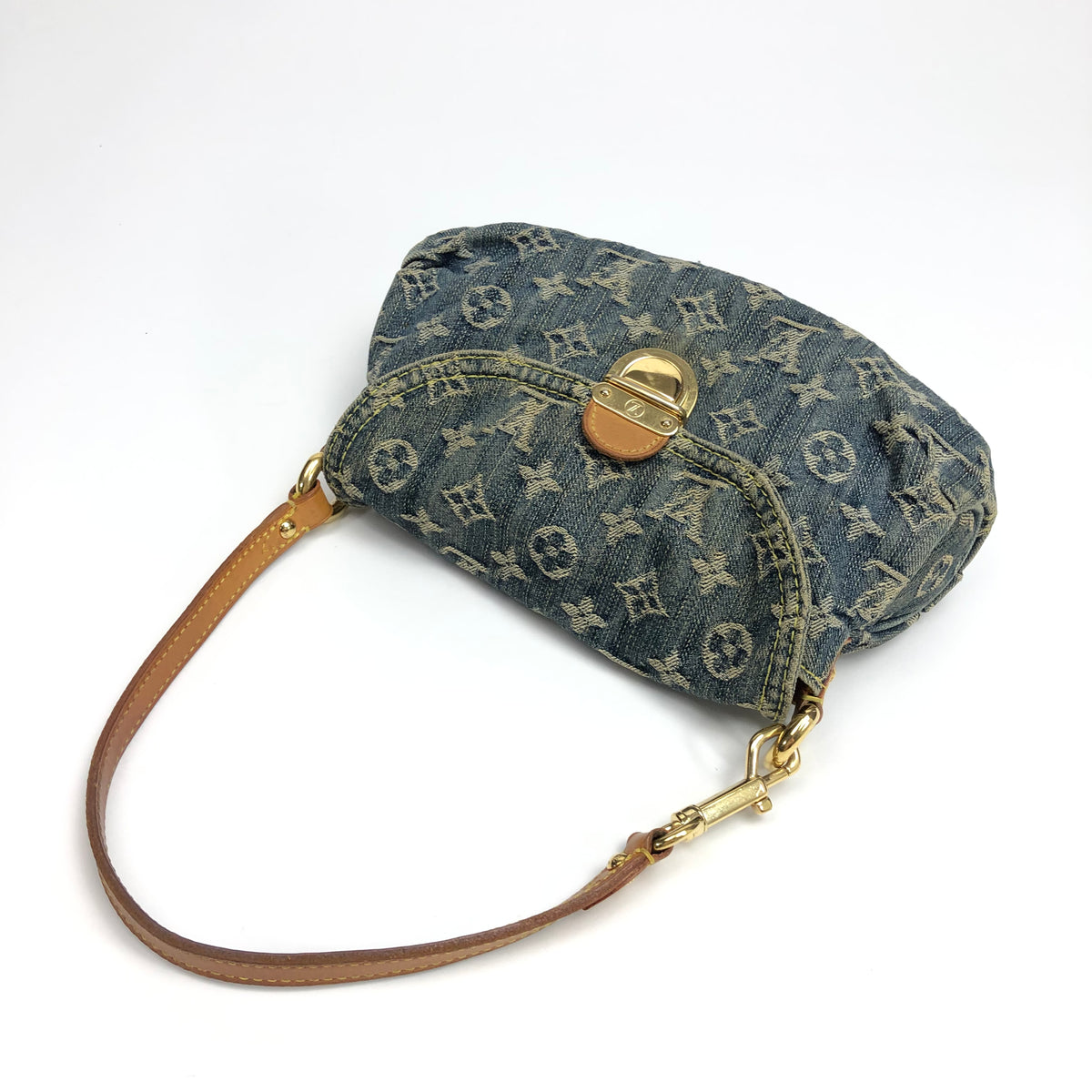 Louis Vuitton Pleaty Shoulder Bag Small Blue Denim