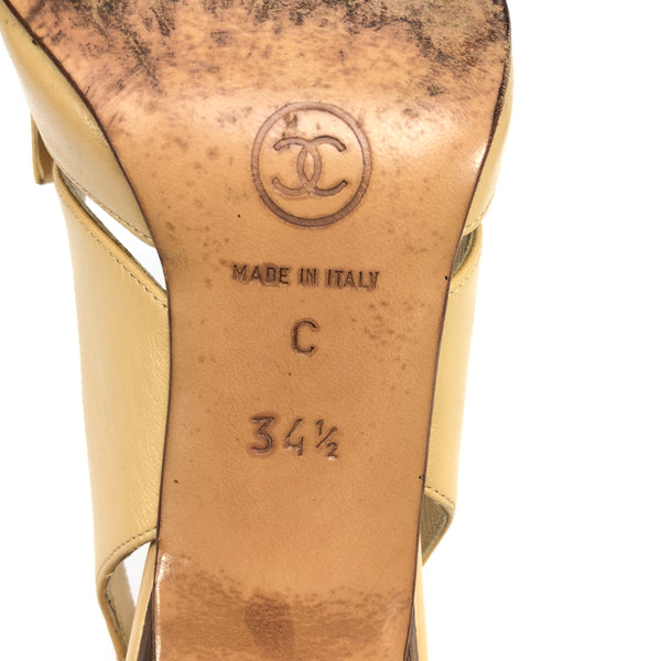 CHANEL LOGO BOW SLING-BACK HEELS -  UK 1.5, US 3.5, EU 34.5